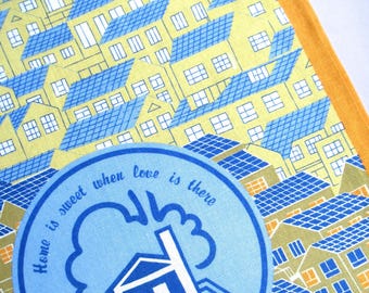 Vintage Irish Linen Tea Towel: Home Is Sweet When Love Is There, Retro Kitchen