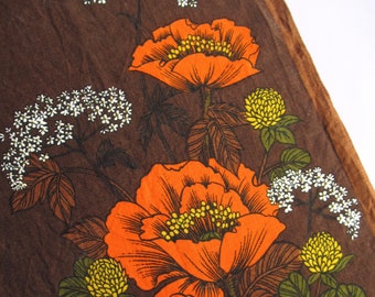 Vintage St Michael Poppies Tea Towel: 70s 80s Linen Kitchen Decor