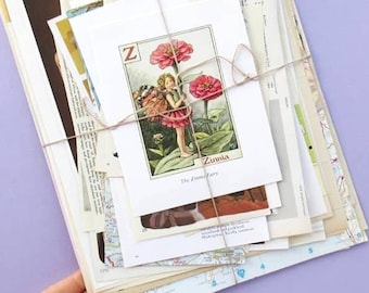 250g Vintage Paper Pack: Lucky Dip Ephemera Bundle for Crafting, Collage, Scrapbooking