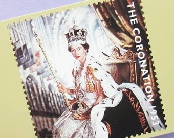 10 Postcards: The Coronation of Queen Elizabeth II, 2nd June 1953, unused vintage postcard set from 2003, Royal Mail postage stamp cards