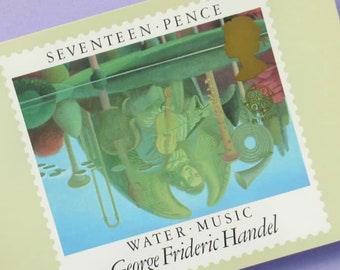 4 Postcards: British Composers, Set of Unused Vintage Stamp Postcards, 1980s, 1985, Handel, Holst, Delius & Elgar, music gift, musician, art