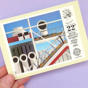 Britische Architekten in Europa, 4 unbenutzte Vintage Briefmarken Postkarten, moderne Architektur, Geschenkidee, Royal Mail Karten
