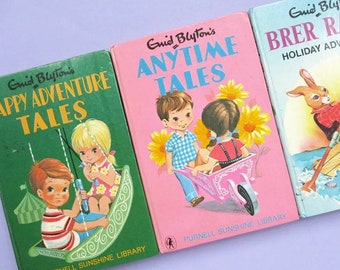 3 Vintage Enid Blyton Books, 70s, 80s, Purnell Sunshine Library, retro childrens story book bundle
