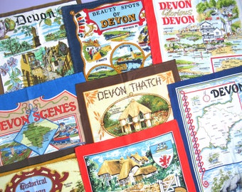 Devon: Vintage Tea Towel - choice of design - pick the one you want! - retro Devonshire dish towel, maps, illustrations, local scenes
