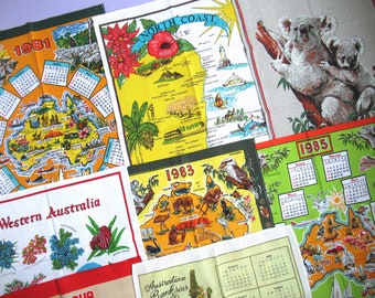 Australie : torchon vintage - modèle au choix - choisissez celui que vous voulez ! - Un torchon souvenir australien - des cartes, des calendriers, des fleurs et plus encore