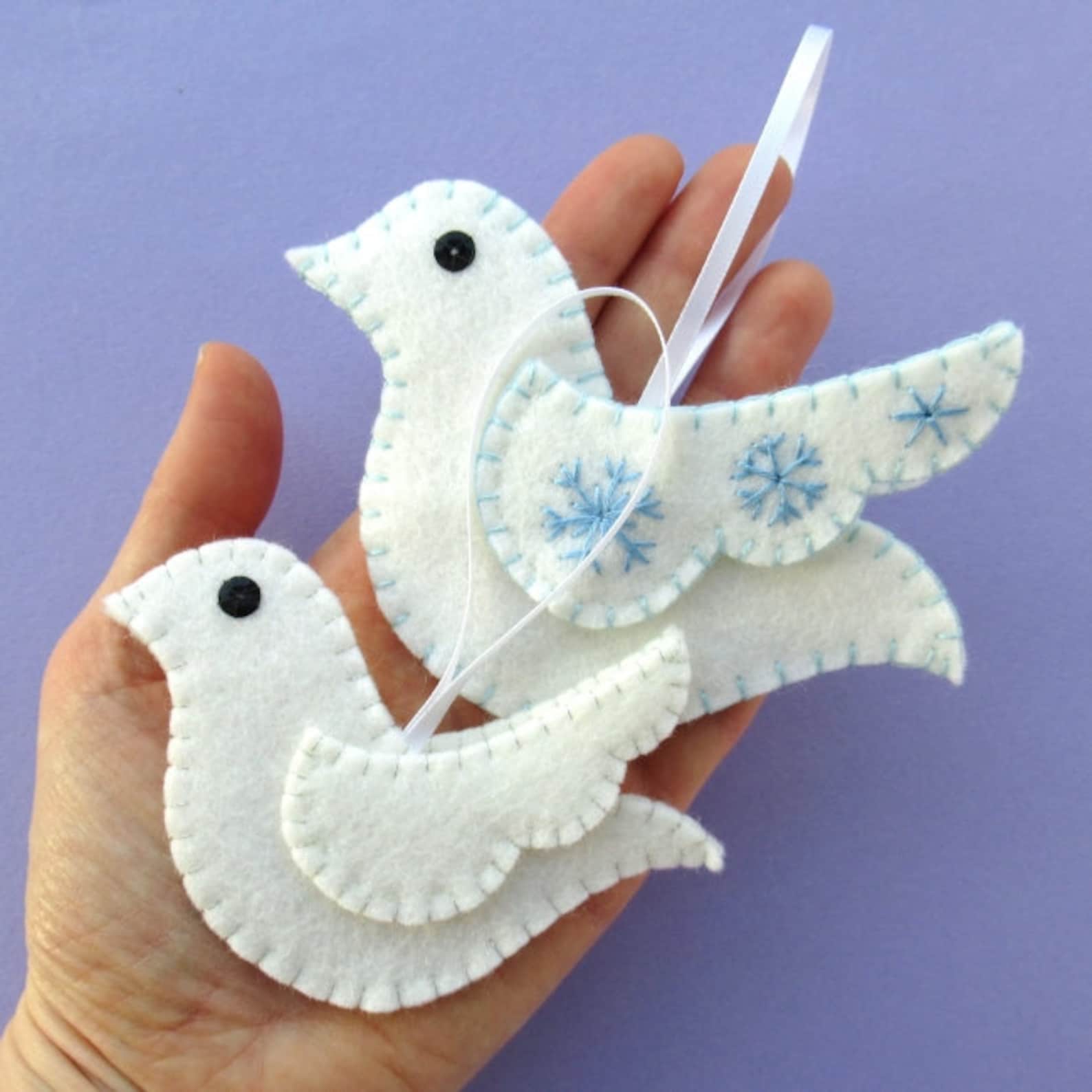 Doves PDF Pattern Felt Christmas Ornament Sewing Tutorial Etsy