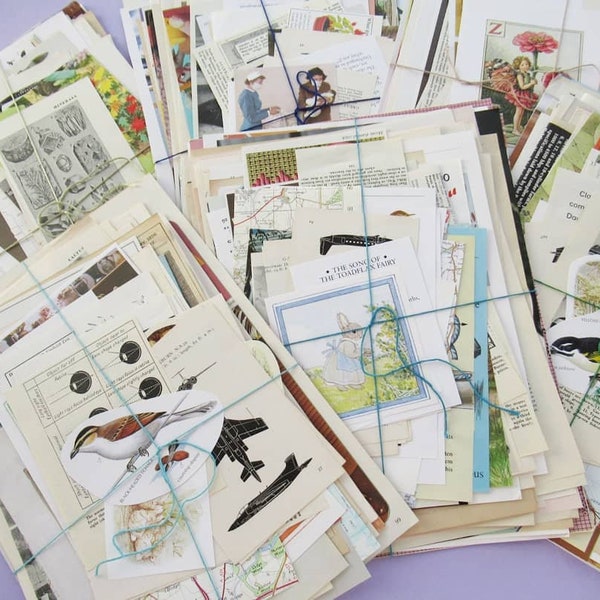 Bumper Vintage Paper Pack: Lucky Dip Mystery Bundle, lots of pages and clippings from vintage books & magazines