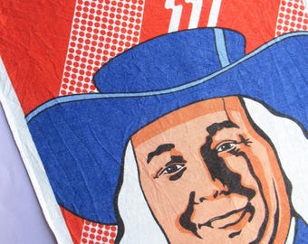 Vintage Quaker Oats, Mr. Quaker Linen Tea Towel: Retro Advertising Kitchen Decor