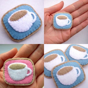 Felt Brooches, 3 PDF Patterns sew cute teacups, rainclouds and tree stumps with these fun hand sewing tutorials image 6