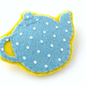 Teapot &amp; Teacup PDF Pattern, Easy Printable Felt Brooch Sewing Tutorial ...