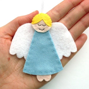 Angels PDF Pattern by Laura Lupin Howard. Felt Christmas Ornament Sewing Tutorial and Embroidery Pattern, make cute felt guardian angel decorations!