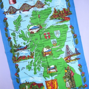 Scotland: Vintage Tea Towel choice of design pick the one you want retro Scottish dish towel, maps, castles, recipes, & more image 5