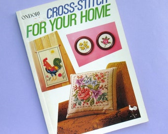 Cross-Stitch For Your Home, Ondori, rare Japanese craft book, in English, vintage cross stitch patterns, pattern book, 1980s, 80s, Japan