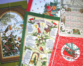 Christmas: Vintage Tea Towel - choice of design - choose the one you want! - retro holiday dish towel (see description for condition)