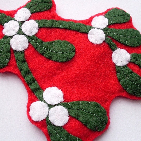 SALE Mistletoe, felt Christmas ornament