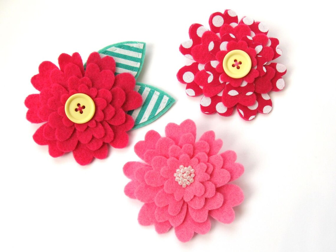Layered Flowers PDF Pattern Pretty Felt Flower Brooch Etsy