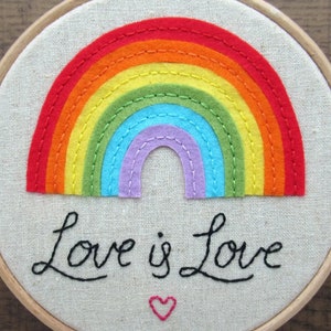 Love is Love PDF Pattern rainbow felt embroidery hoop art and matching embroidery pattern felt rainbow pattern, Valentine's Day, LGBTQ image 6