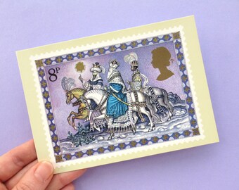 5 Postcards: Christmas 1979, unused vintage postcard set, Royal Mail postage stamp cards, PHQ cards, 70s, 1970s, Nativity story, retro decor