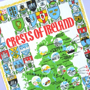 Irland Wappen, Vintage Geschirrtuch, Vintage Souvenir Geschirrtuch, irische Geschenkidee, Leinen Baumwollmischung, neu unbenutzt, Landkarte Irland, Geschichte
