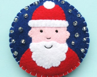 Felt Santa Ornament PDF Pattern: Easy Sewing & Embroidery (Digital Download)