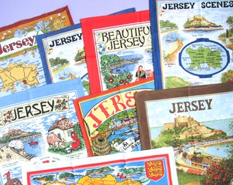 Jersey: Vintage Tea Towel - choice of design - pick the one you want! - retro Channel Islands dish towel, maps and illustrations