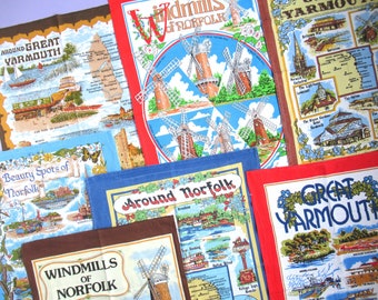 Norfolk: Vintage Tea Towel - choice of design - pick the one you want! - retro dish towel, Norfolk scenes, windmills, Great Yarmouth