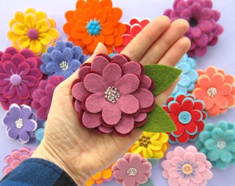 Modèle PDF de fleurs flexibles - Tutoriel de couture de fleurs en feutre facile, cousez de jolies broches en feutre et bien plus encore !