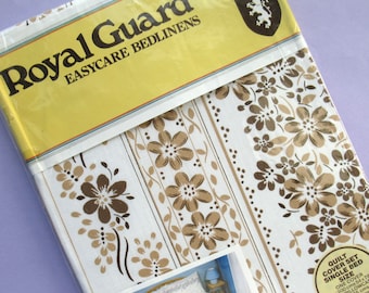 Vintage Duvet Cover, Floral Single Duvet Cover, Unused & In Original Packaging, Royal Guard easycare bedlinen, polycotton, brown, flowers