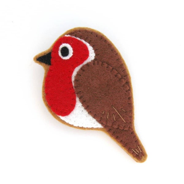 Felt Robin Brooch or Ornament PDF Pattern - felt British bird sewing tutorial, step by step guide, felt bird brooches, Christmas decorations