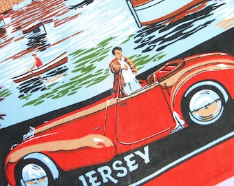Bergerac Land, Jersey, vintage tea towel, souvenir, retro dish towel, John Nettles, Bergerac TV memorabilia, 80s, 1980s, cotton, new