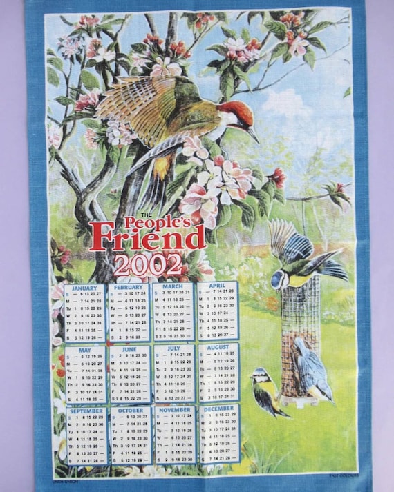 Vintage Tea Towel: 2002 Calendar, the People's Friend, British Garden  Birds, Woodpecker, Blue Tits, Cotton / Linen Blend, Unused, Dish Towel -  Etsy