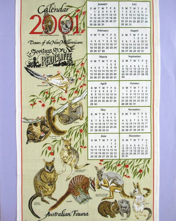Vintage Tea Towel: 2001 Calendar, Redcliffe, Queensland, Australia, Retro  Souvenir Teatowel, New Millennium, Dish Towel, Australian Wildlife - Etsy  Sweden