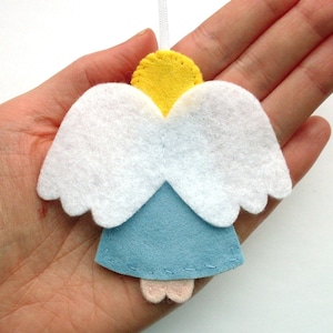 Angels PDF Pattern by Laura Lupin Howard. Felt Christmas Ornament Sewing Tutorial and Embroidery Pattern, make cute felt guardian angel decorations!