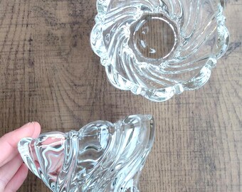 Vintage Mikasa Swirl Glass Bowl: Peppermint Tealight Holder, German Crystal