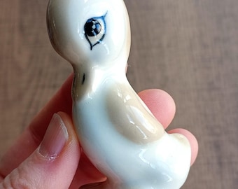 Vintage Duckling Ornament, Szeiler Studio Porcelain Duck, Hand Painted, 50s, 60s, Kitsch Ceramic Bird Figurine