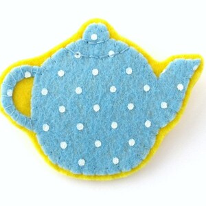 Teapot &amp; Teacup PDF Pattern, Easy Printable Felt Brooch Sewing Tutorial ...