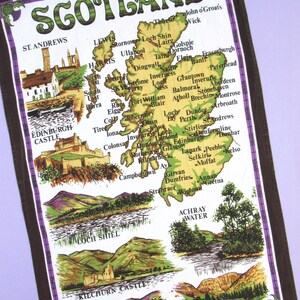 Scotland: Vintage Tea Towel choice of design pick the one you want retro Scottish dish towel, maps, castles, recipes, & more image 10