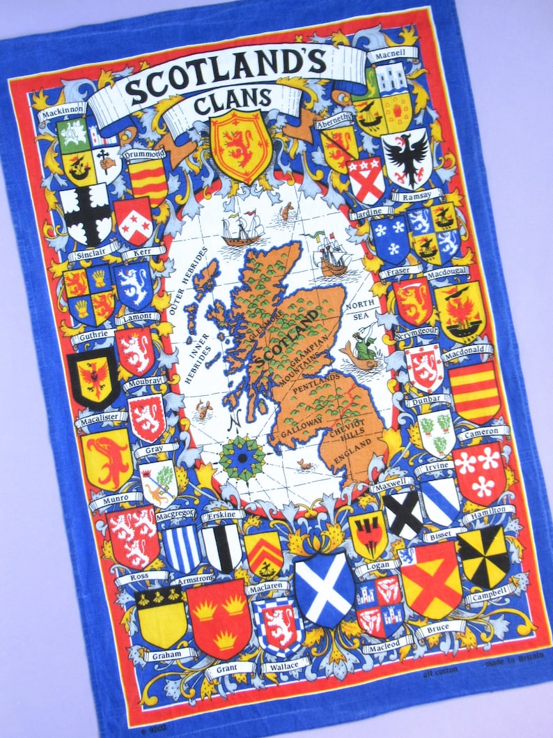 Scotland: Vintage Tea Towel choice of design pick the one you want retro Scottish dish towel, maps, castles, recipes, & more image 8