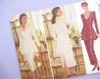 Vintage Sewing Pattern: Women's Petitie / Misses' Top & Skirt, fitted, flared, long sleeves, Butterick 3151, sizes 12 14 16, 90s 1990s uncut