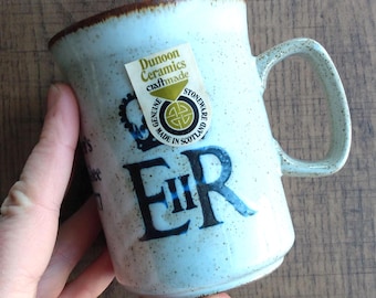 Vintage Dunoon Mug: Queen's Silver Jubilee 1977, Stoneware, British Royal Family, Queen Elizabeth II, 1970s, Unused