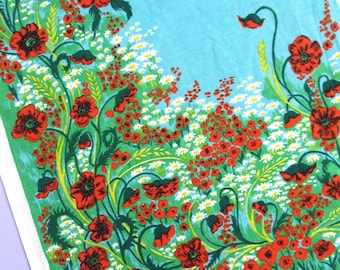 Vintage Floral Tea Towel: Poppies and Daisies, Wild Flowers Decor, Country Cottage, Farmhouse, Remembrance Day, Poppy Gift