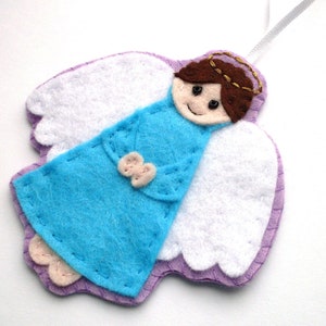 Angels PDF Pattern by Laura Lupin Howard. Felt Christmas Ornament Sewing Tutorial and Embroidery Pattern, make cute felt guardian angel decorations!