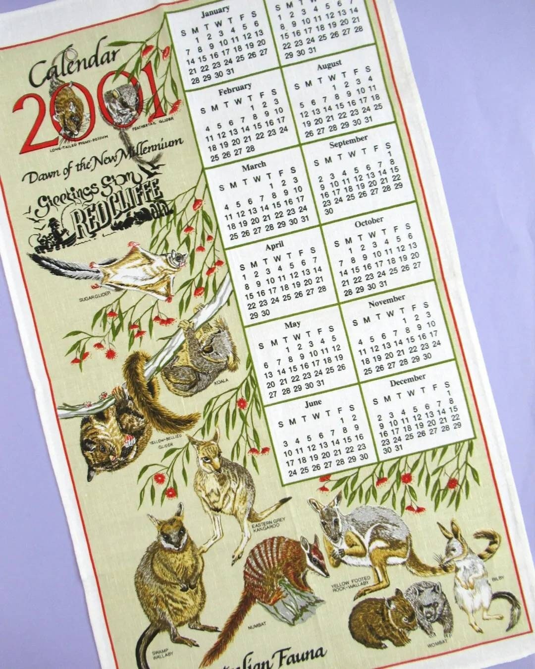 Vintage Tea Towel: 2001 Calendar, Redcliffe, Queensland, Australia, Retro  Souvenir Teatowel, New Millennium, Dish Towel, Australian Wildlife - Etsy