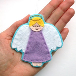 Angels PDF Pattern by Laura Lupin Howard. Felt Christmas Ornament Sewing Tutorial and Embroidery Pattern, make cute felt guardian angel decorations!