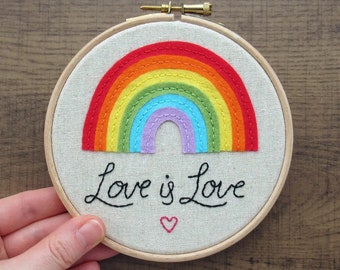 Love is Love Rainbow Embroidery & Felt Applique Pattern (PDF)