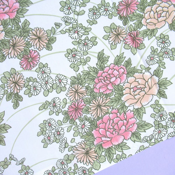 Vintage Floral Bedlinen: Double Duvet Covers, Single Flat Sheets, Pillowcases - sold separately - flowers, pink, peach, green, Dorma