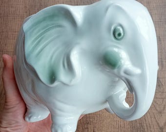 Vintage Ceramic Elephant Planter: 80s Animal-shaped Plant Pot