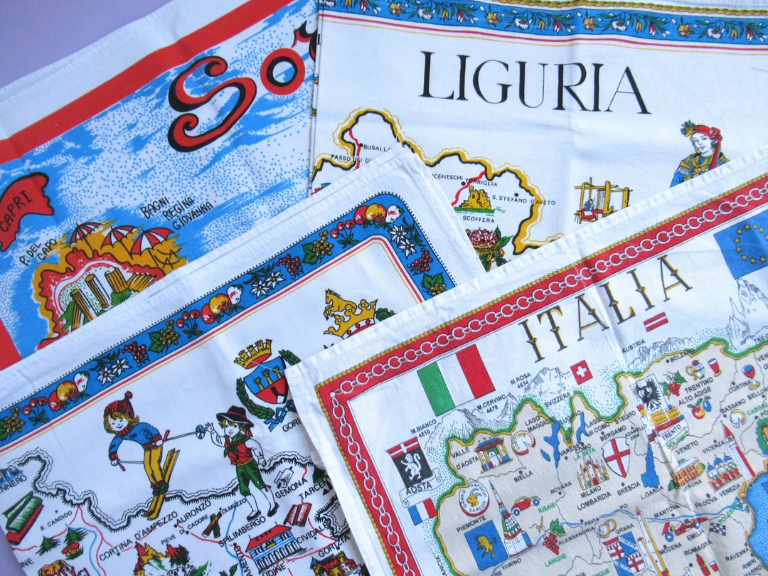 4 Large Italian Tea Towels Vintage Tea Towel Bundle Vintage Etsy