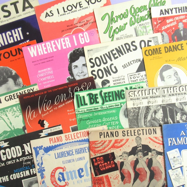 Bundles of Vintage Sheet Music - lots to choose from! - 30s, 40s, 50s, & 60s - great to collect, frame as wall art, or use in paper crafts