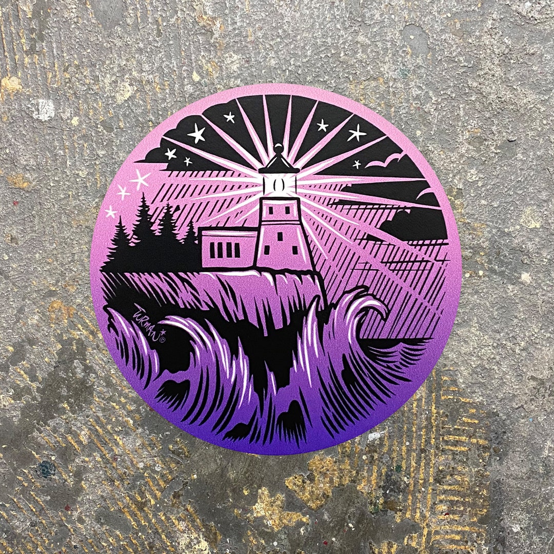 Round Lighthouse Sticker Lighthouse Sticker - Etsy